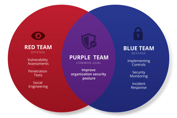Red team vs blue team vs purple team